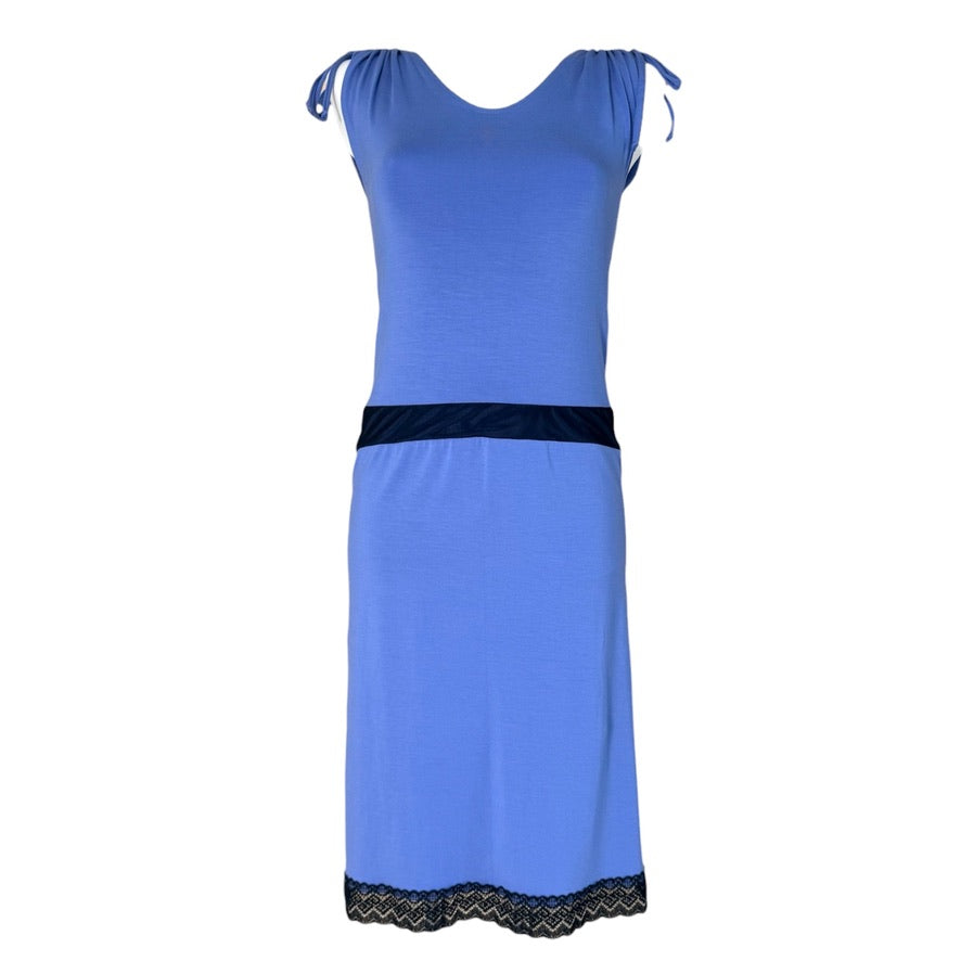 Tanzkleid Tangokleid - ein Unikat in Gr. S - Himmelblau mit schwarzer Spitze