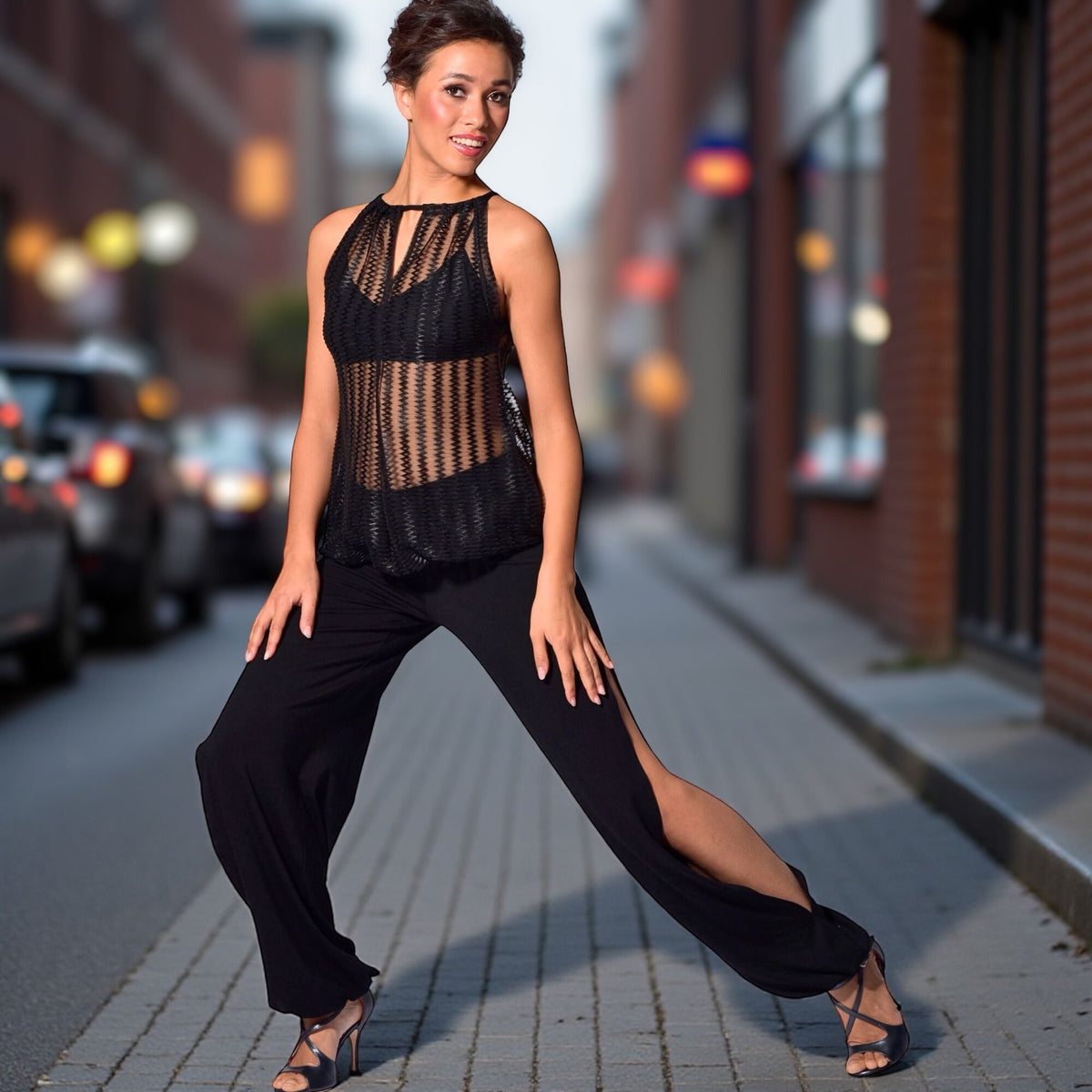Jersey-Hose Vancouver – fließend, seitl. Schlitz, schwarz – Tango & Basic