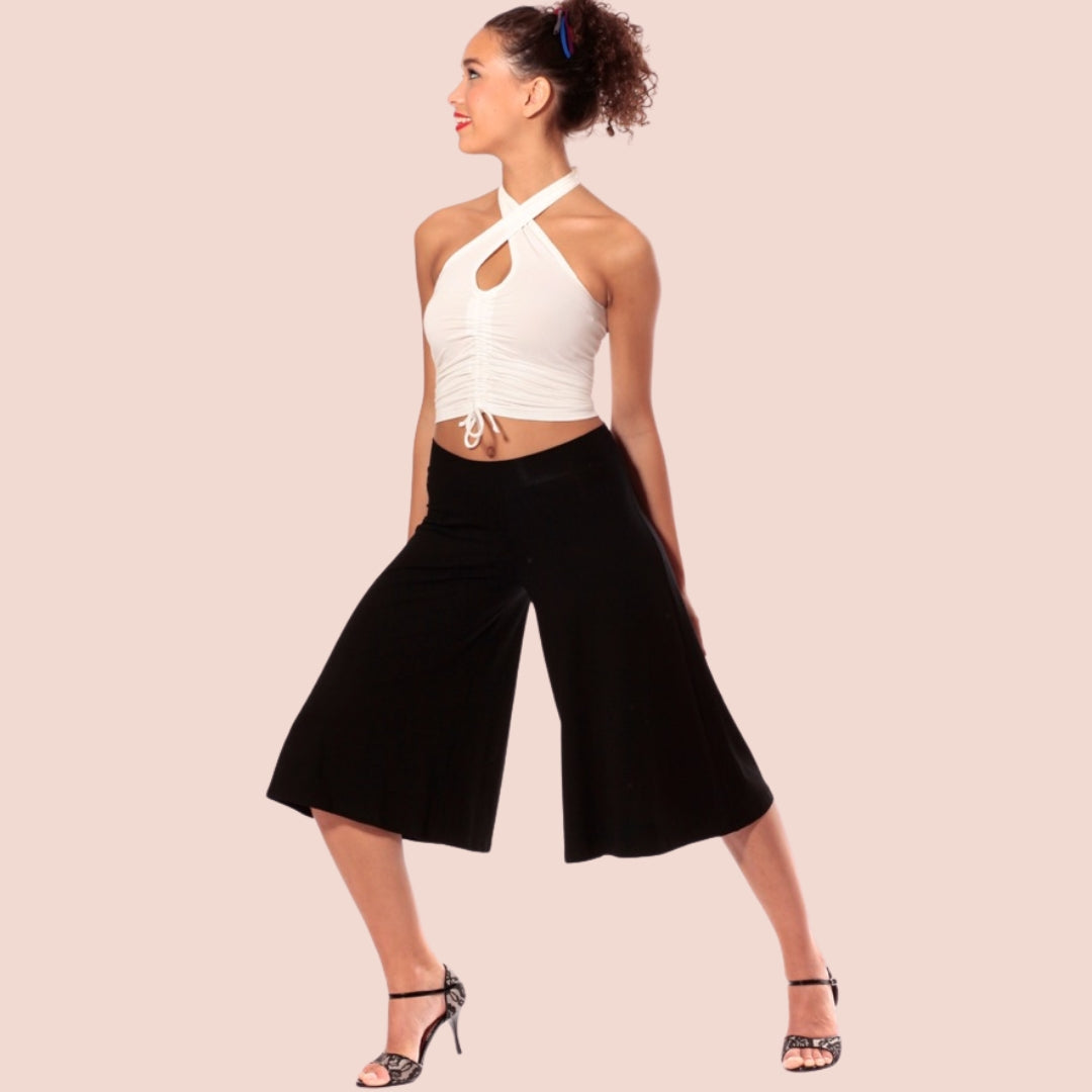 Jersey-Culotte Madrid – weit & wadenlang, schwarz – Tango, Tanz & Basic
