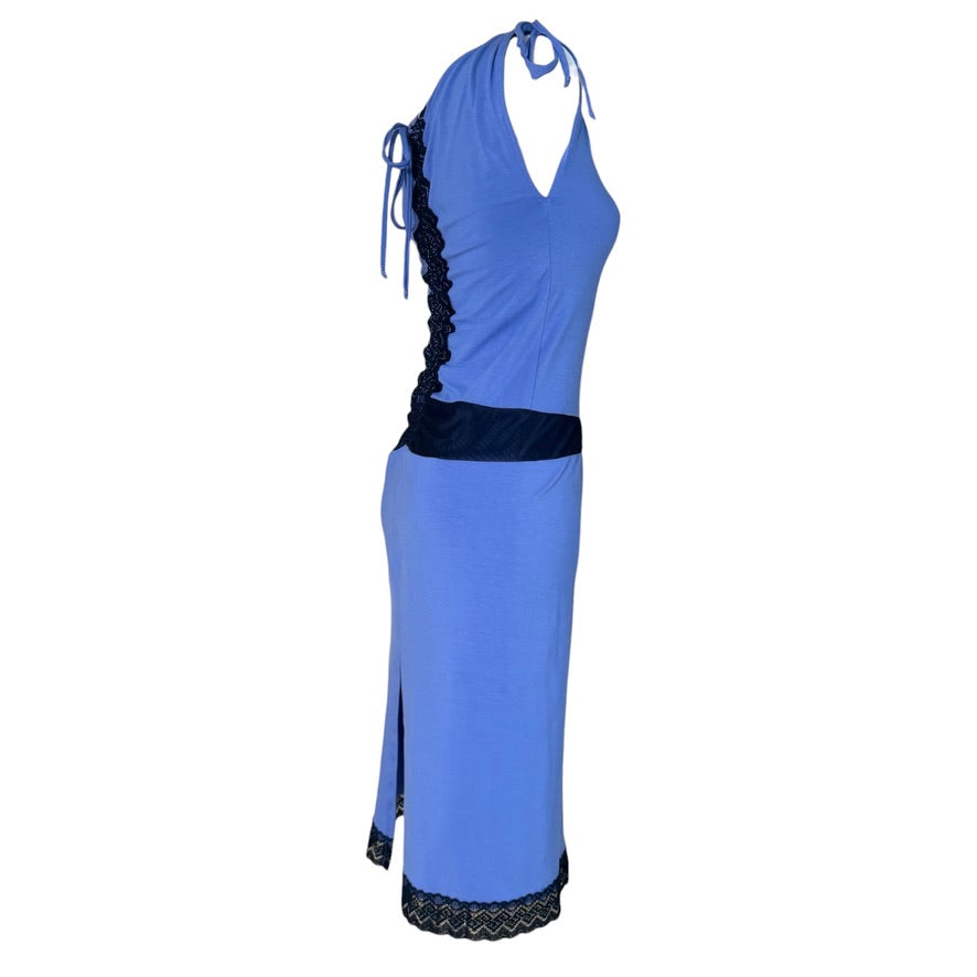 Tanzkleid Tangokleid - ein Unikat in Gr. S - Himmelblau mit schwarzer Spitze