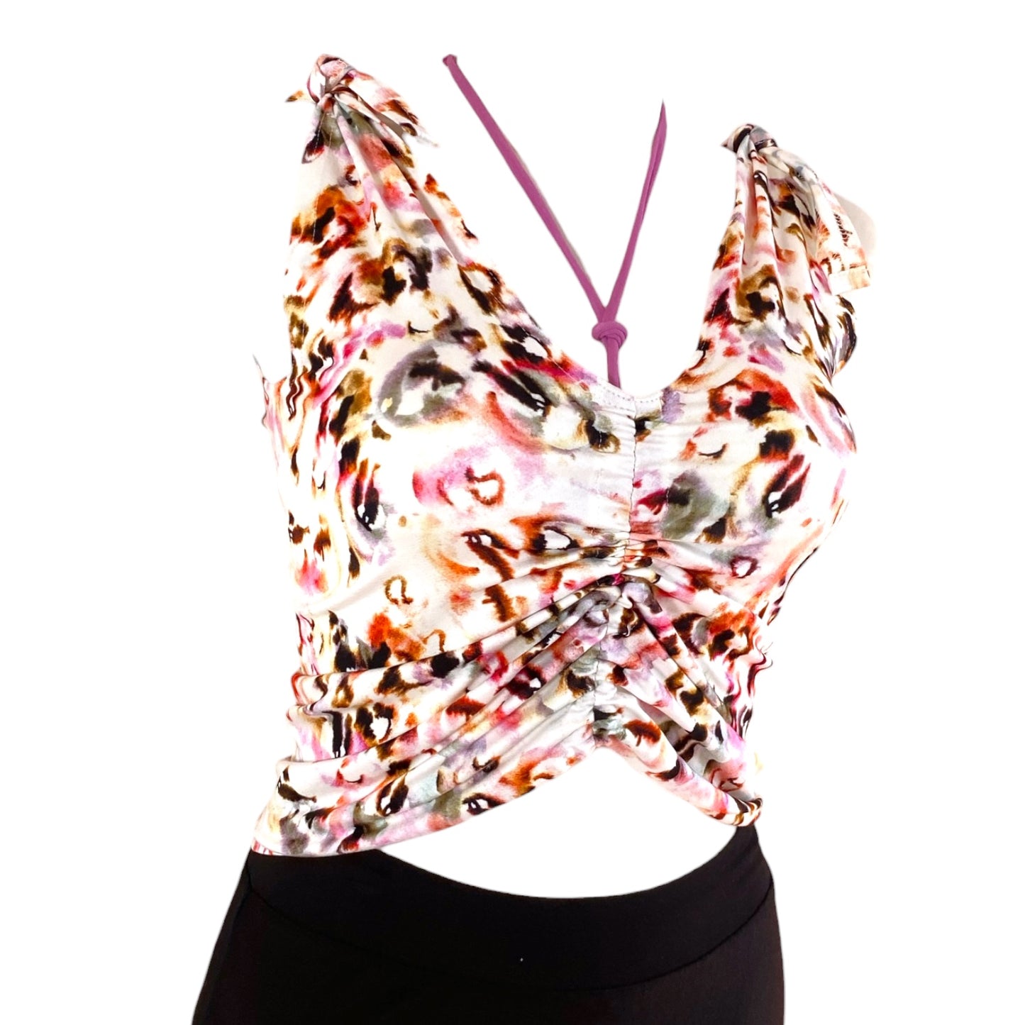 Tangotop Tanztop  - ein Unikat in Gr. M - PECARO-Confetti Jersey, Band Wilde Orchidee