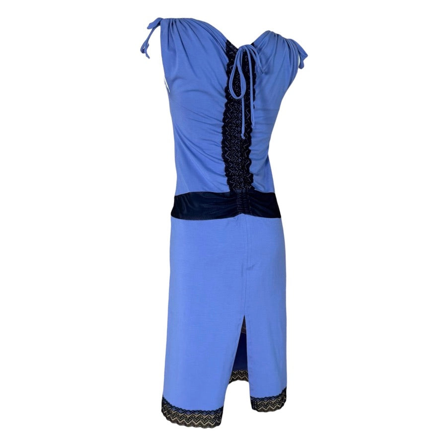 Tanzkleid Tangokleid - ein Unikat in Gr. S - Himmelblau mit schwarzer Spitze