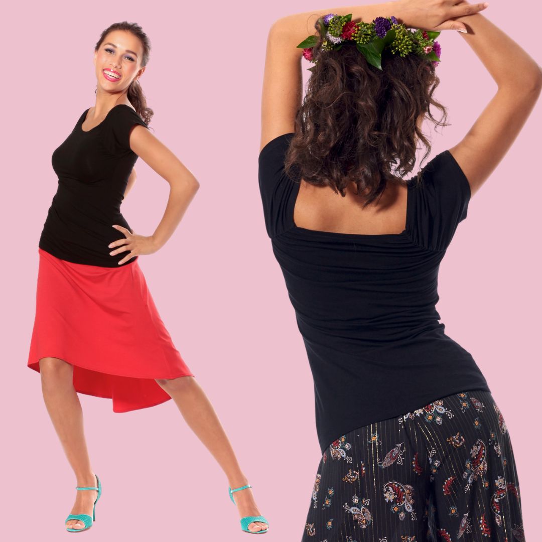 Tanzshirt Boston - der feminine Allrounder mit Carmen-Charme - jetzt auch in Gr. XL
