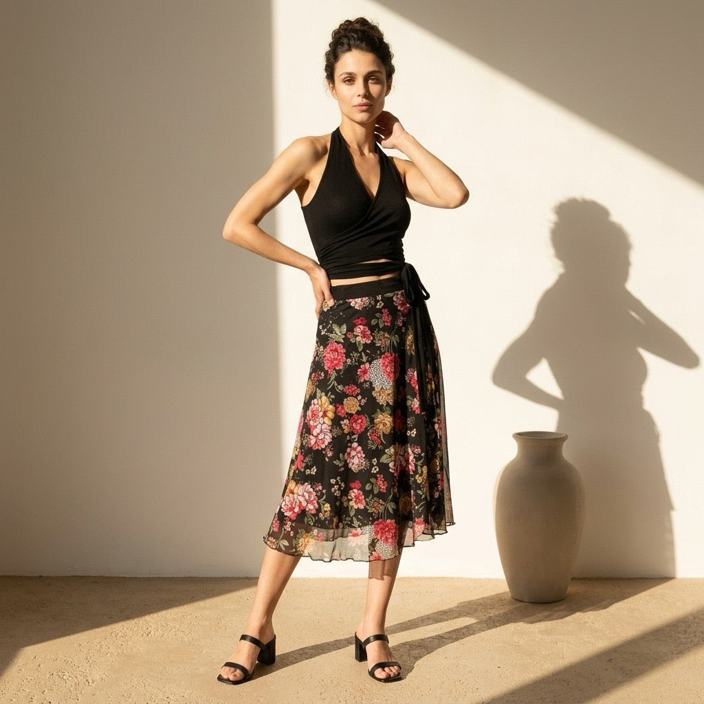 Tango skirt, wrap skirt, dance skirt - a unique piece in sizes L / XL / XXL