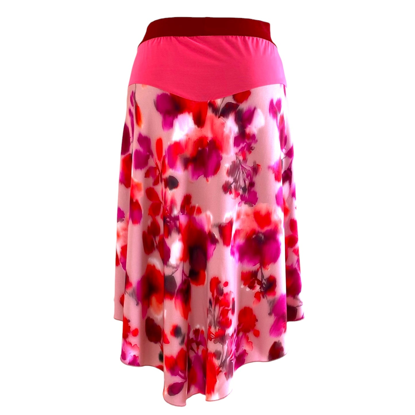 Falda de tango - una pieza única en talla S - Acuarela rojo rosa