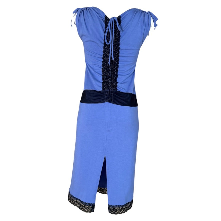 Tanzkleid Tangokleid - ein Unikat in Gr. S - Himmelblau mit schwarzer Spitze