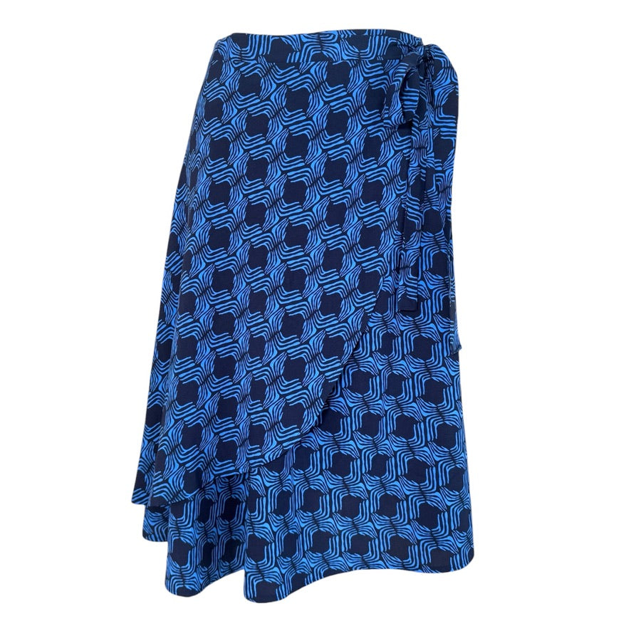 BOW2FLOW Wickelrock Tanzrock - ein Unikat in Gr. L / XL / XXL - Blau mit Dunkelblau Wellenmuster