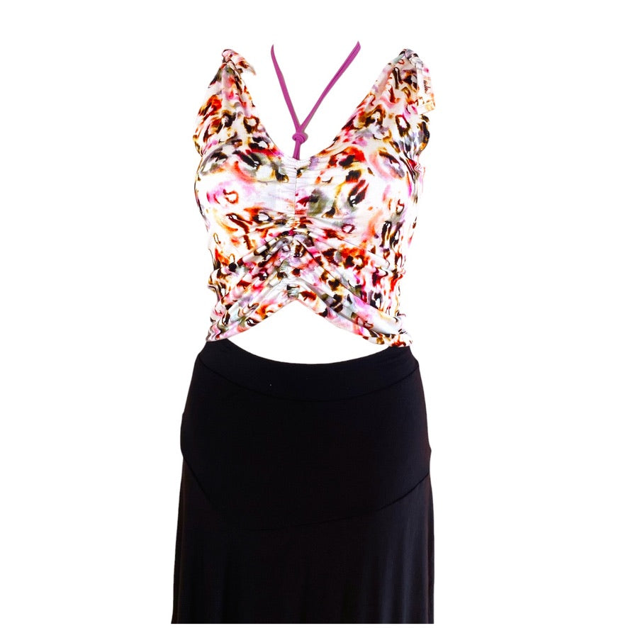 Tangotop Tanztop  - ein Unikat in Gr. M - PECARO-Confetti Jersey, Band Wilde Orchidee