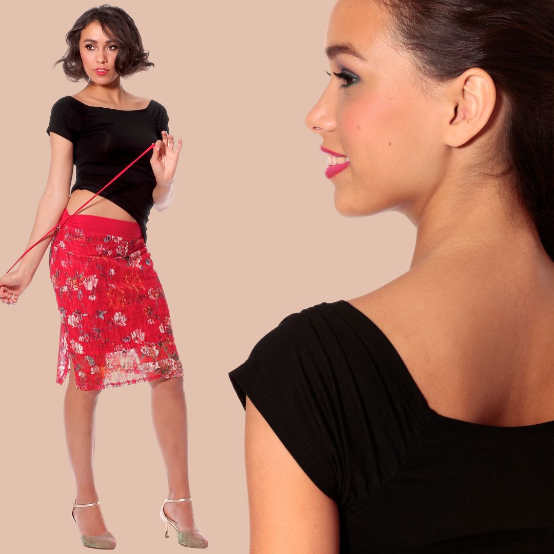 Tanzshirt Boston - der feminine Allrounder mit Carmen-Charme - jetzt auch in Gr. XL