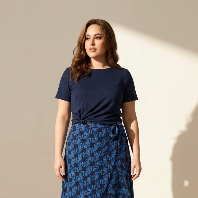 Tangoshirt Tanzshirt- Cropshirt in Marineblau - nur 2x in Gr. M/L