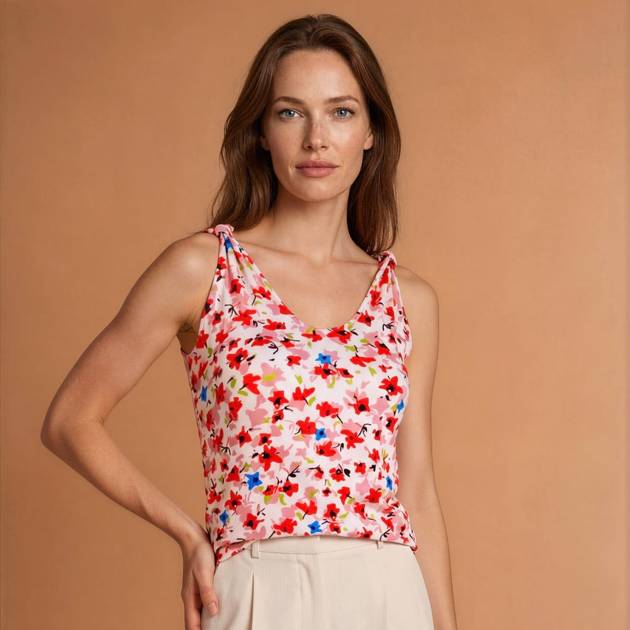 Tangotop Tanztop  - ein Unikat in Gr. XS - Streublumen auf Creme