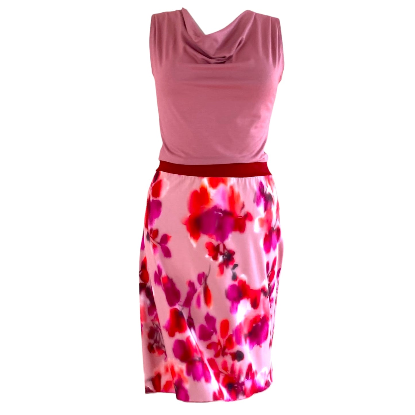 Falda de tango - una pieza única en talla S - Acuarela rojo rosa