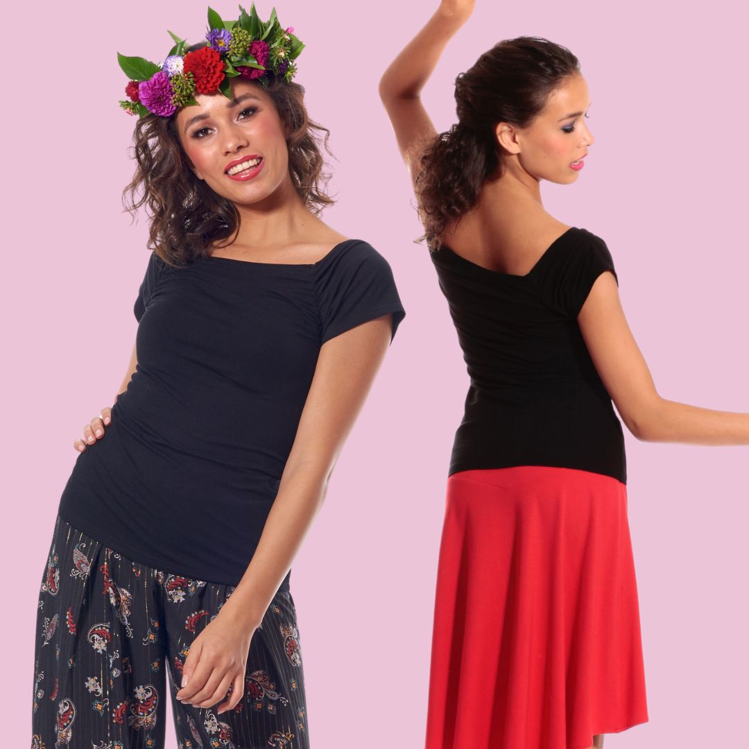 Tanzshirt Boston - der feminine Allrounder mit Carmen-Charme - jetzt auch in Gr. XL