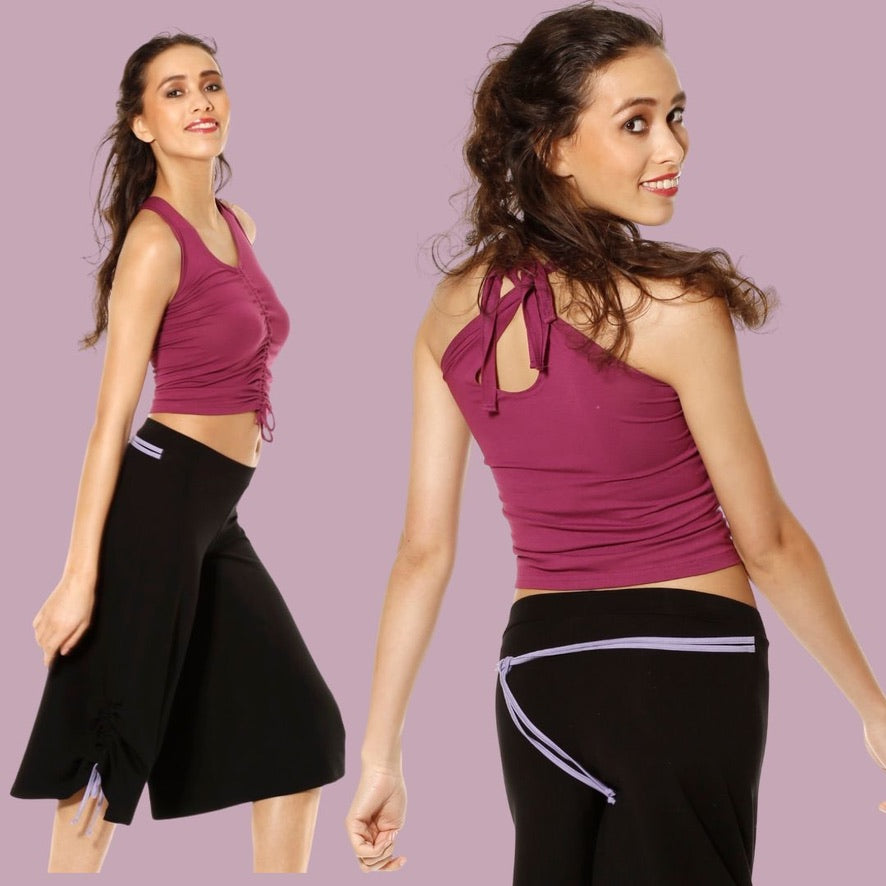 Tangohose Linz – Seitlich raffbar, fliederfarben verziert, einfach schön - jetzt auch Gr. XL