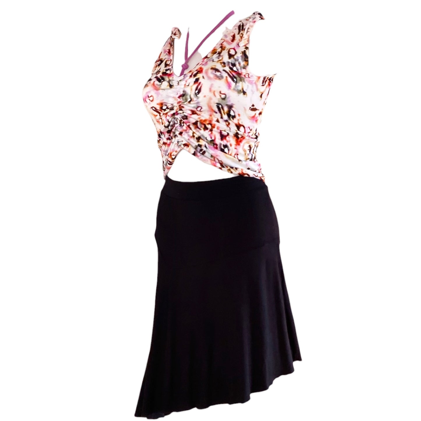 Tangotop Tanztop  - ein Unikat in Gr. M - PECARO-Confetti Jersey, Band Wilde Orchidee
