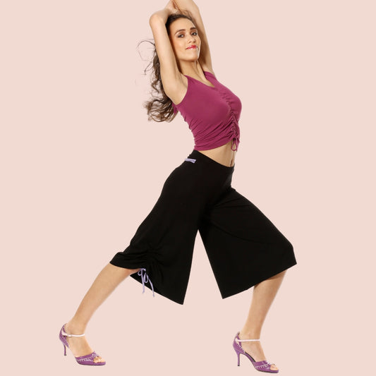 Jersey-Culotte Linz – weit & wadenlang, schwarz – Tango, Tanz & Basic