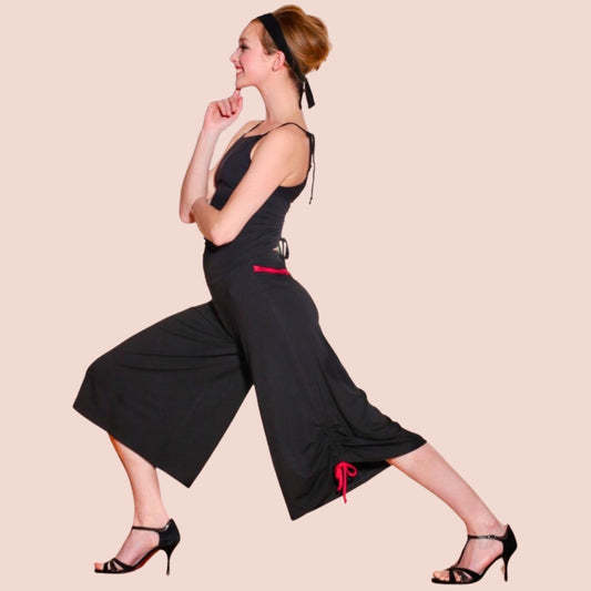 Jersey-Culotte Mailand – weit, wadenlang, schwarz – Tango, Tanz & Basic