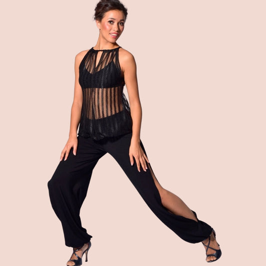 Jersey-Hose Vancouver – fließend, seitl. Schlitz, schwarz – Tango & Basic