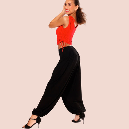 Jersey-Palazzohose Palermo – weit, fließend & pludrig, schwarz – Tango