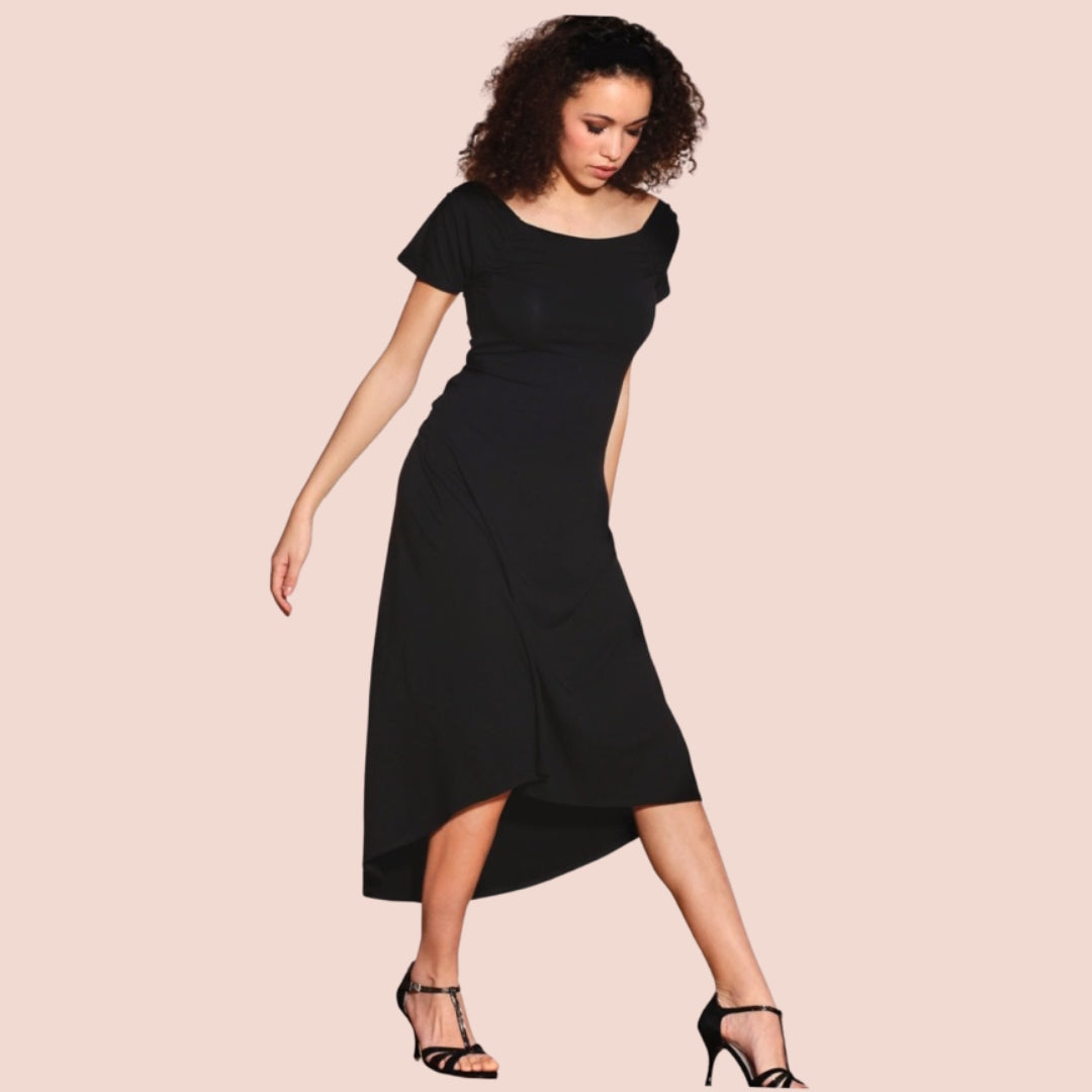 Jerseykleid Paris – hinten länger, schwarz – kleines Schwarzes & Tango