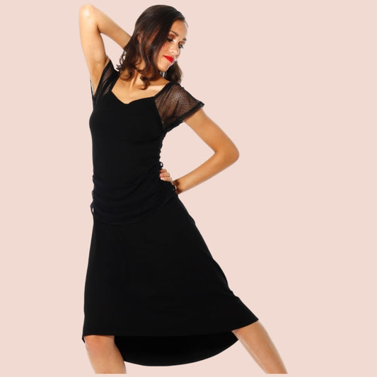 Jerseykleid Toscana – hinten länger, schwarz – kleines Schwarzes & Tango
