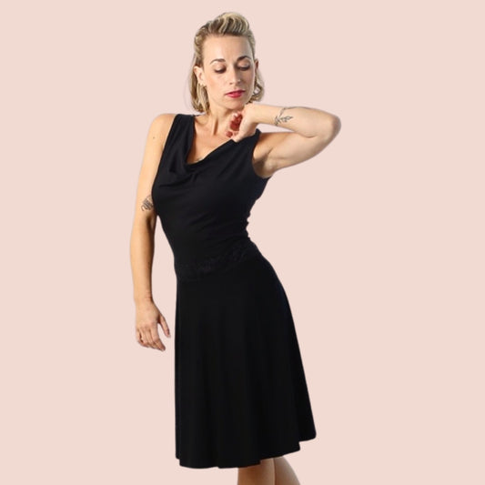Jerseykleid Veloria – knielang, schwarz – kleines Schwarzes & Tango