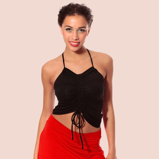 Top Florenz – gerafft & wandelbar, schwarz – Tango, Tanz & Basic