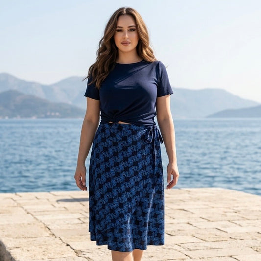 Tangoshirt Tanzshirt- Cropshirt in Marineblau - nur 2x in Gr. M/L