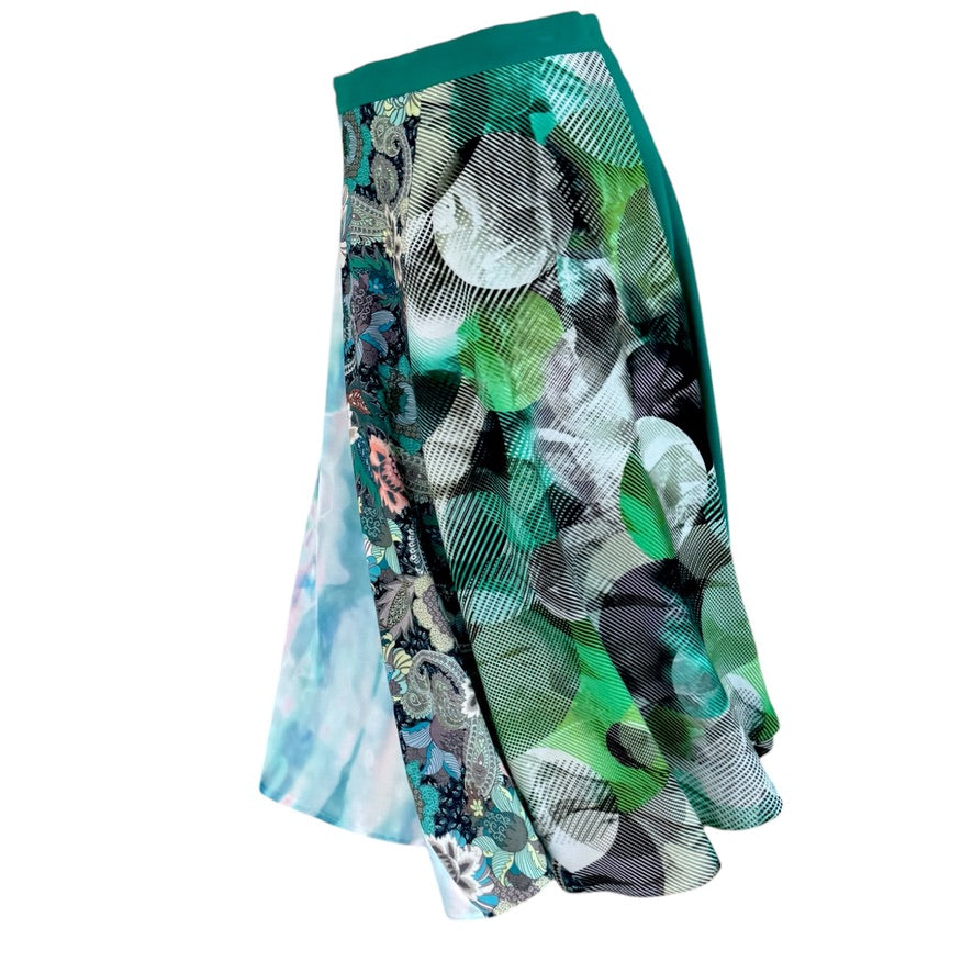 BOW2FLOW Wickelrock Tanzrock - ein Unikat in Gr. L / XL / XXL - Meeresgrün und Muster
