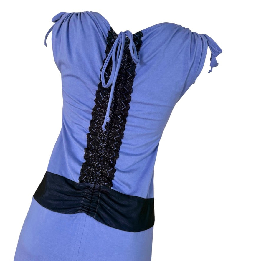 Tanzkleid Tangokleid - ein Unikat in Gr. S - Himmelblau mit schwarzer Spitze