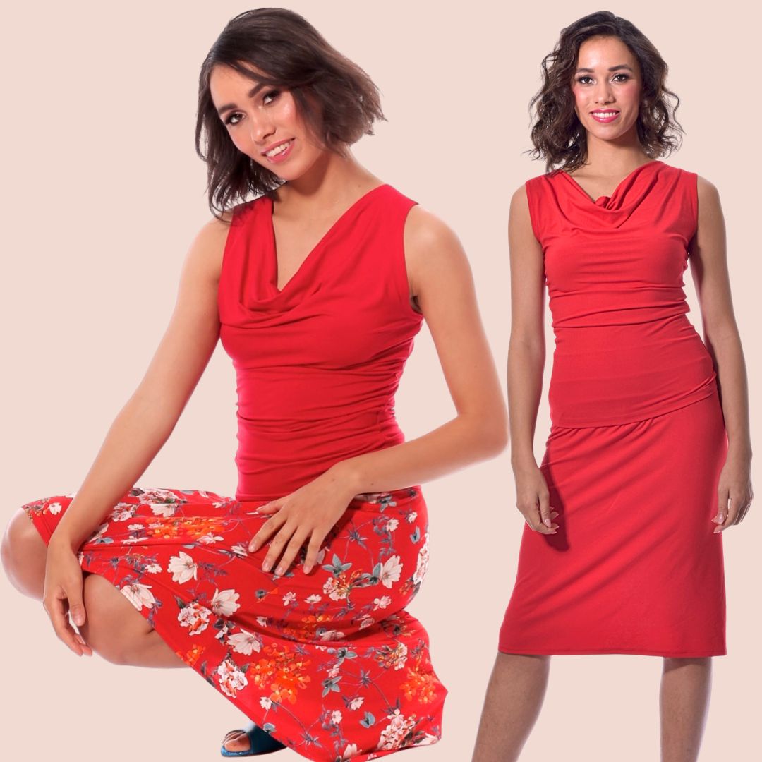 Top de baile y tango La Habana - Cuello cascada se encuentra con color señal: no hay más wow - ahora también en talla XL
