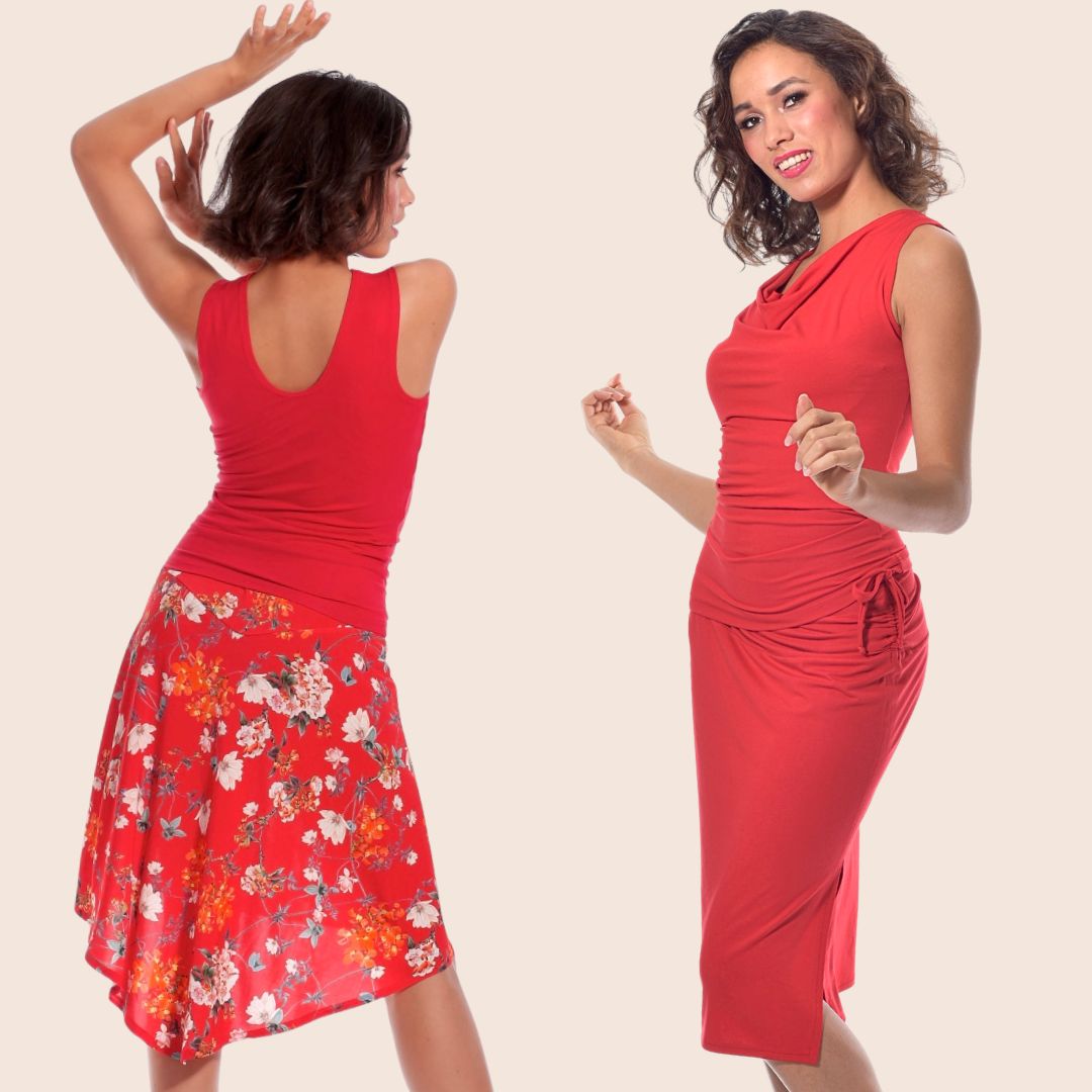 Top de baile y tango La Habana - Cuello cascada se encuentra con color señal: no hay más wow - ahora también en talla XL